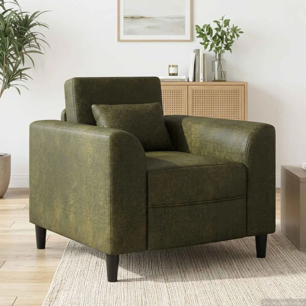 vidaXL Fauteuil Legergroen Nep Suede Leer