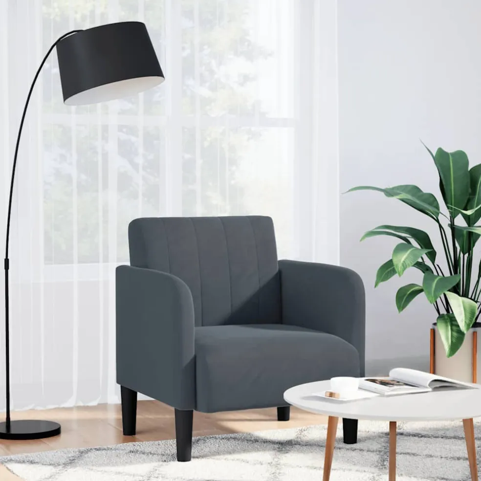 vidaXL Fauteuil met armleuningen 54 cm fluweel donkergrijs