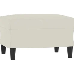 vidaXL Fauteuil met voetenbank 60 cm fluweel crèmekleurig