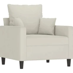 vidaXL Fauteuil met voetenbank 60 cm fluweel crèmekleurig