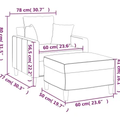 vidaXL Fauteuil met voetenbank 60 cm fluweel crèmekleurig