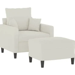vidaXL Fauteuil met voetenbank 60 cm fluweel crèmekleurig