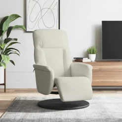 vidaXL Fauteuil met voetensteun verstelbaar fluweel crèmekleurig