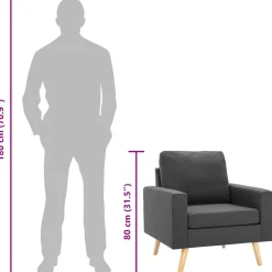 vidaXL Fauteuil stof donkergrijs