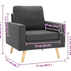 vidaXL Fauteuil stof donkergrijs