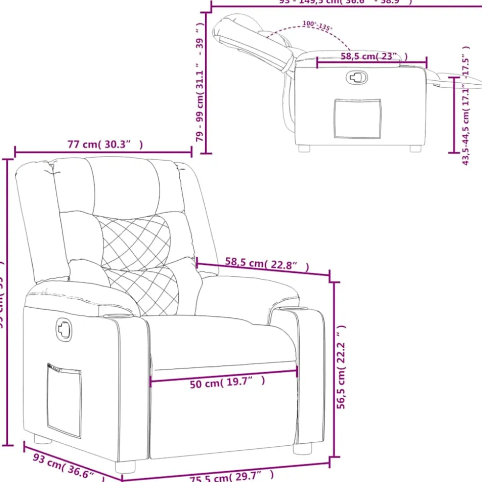 vidaXL Fauteuil verstelbaar stof zwart