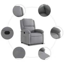 vidaXL Fauteuil verstelbaar stof lichtgrijs