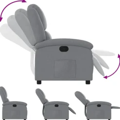 vidaXL Fauteuil verstelbaar stof lichtgrijs