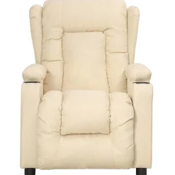 vidaXL Fauteuil verstelbaar stof crèmekleurig