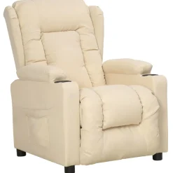 vidaXL Fauteuil verstelbaar stof crèmekleurig