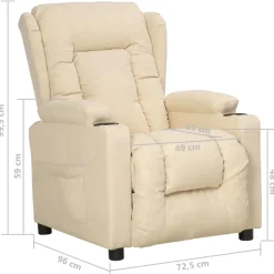 vidaXL Fauteuil verstelbaar stof crèmekleurig