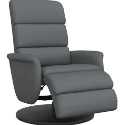 vidaXL Fauteuil verstelbaar met voetensteun kunstleer grijs