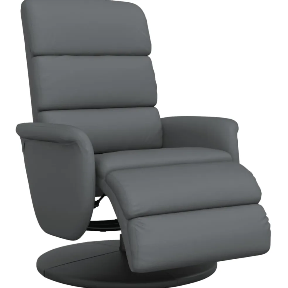 vidaXL Fauteuil verstelbaar met voetensteun kunstleer grijs