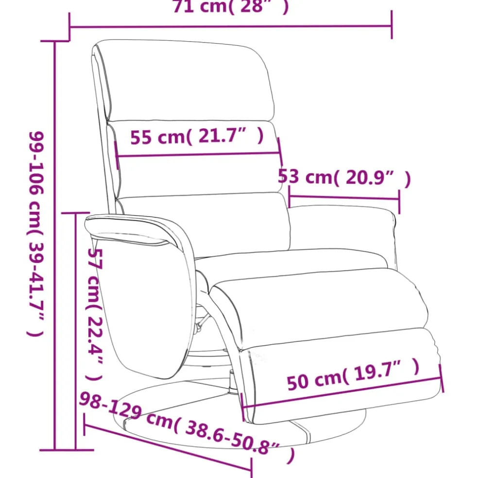 vidaXL Fauteuil verstelbaar met voetensteun kunstleer grijs