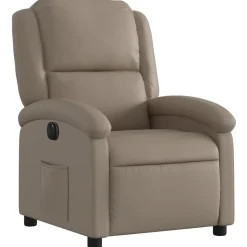 vidaXL Fauteuil verstelbaar elektrisch kunstleer cappuccinokleurig