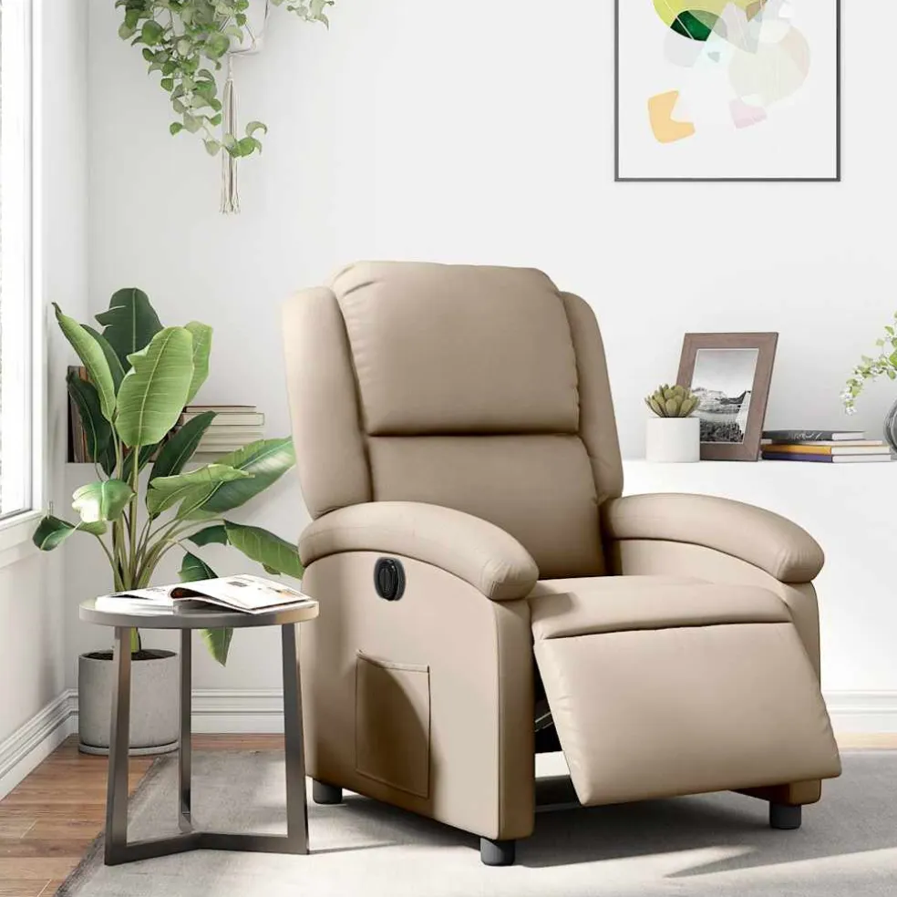 vidaXL Fauteuil verstelbaar elektrisch kunstleer cappuccinokleurig