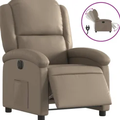 vidaXL Fauteuil verstelbaar elektrisch kunstleer cappuccinokleurig