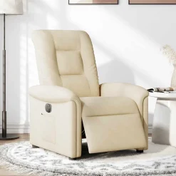 vidaXL Fauteuil verstelbaar elektrisch stof crèmekleurig