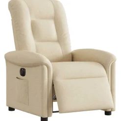 vidaXL Fauteuil verstelbaar elektrisch stof crèmekleurig