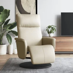 vidaXL Fauteuil verstelbaar met voetensteun kunstleer crèmekleurig