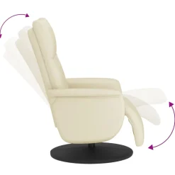 vidaXL Fauteuil verstelbaar met voetensteun kunstleer crèmekleurig