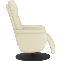 vidaXL Fauteuil verstelbaar met voetensteun kunstleer crèmekleurig