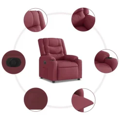 vidaXL Fauteuil verstelbaar elektrisch stof wijnrood