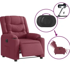 vidaXL Fauteuil verstelbaar elektrisch stof wijnrood
