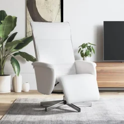 vidaXL Fauteuil verstelbaar met voetensteun kunstleer wit