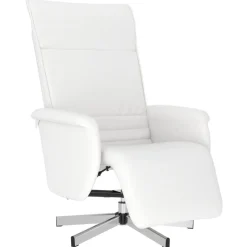 vidaXL Fauteuil verstelbaar met voetensteun kunstleer wit