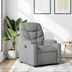 vidaXL Fauteuil verstelbaar stof lichtgrijs