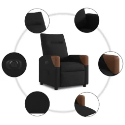 vidaXL Fauteuil verstelbaar elektrisch stof zwart