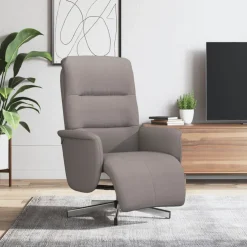 vidaXL Fauteuil verstelbaar met voetensteun stof taupe