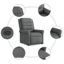 vidaXL Fauteuil verstelbaar stof donkergrijs