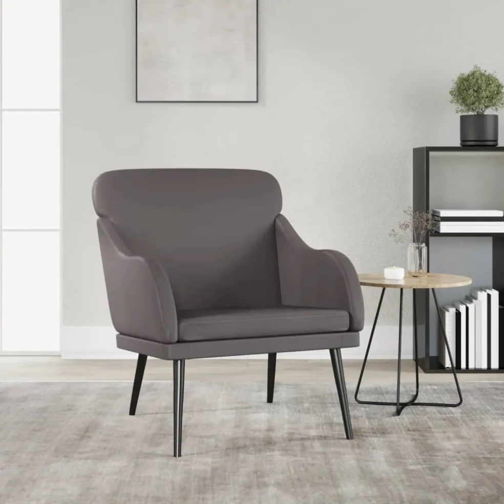 vidaXL Fauteuil 63x76x80 cm kunstleer grijs