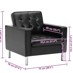 vidaXL Fauteuil zwart 75x70x75 cm kunstleer