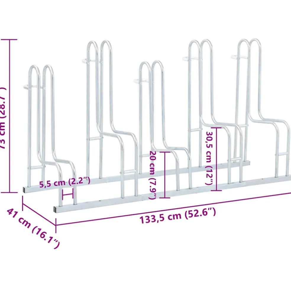 vidaXL Fietsenstandaard voor 5 fietsen vrijstaand gegalvaniseerd staal