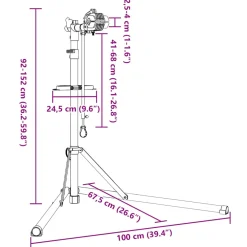 vidaXL Fietsreparatiestandaard inklapbaar 92-152 cm staal rood