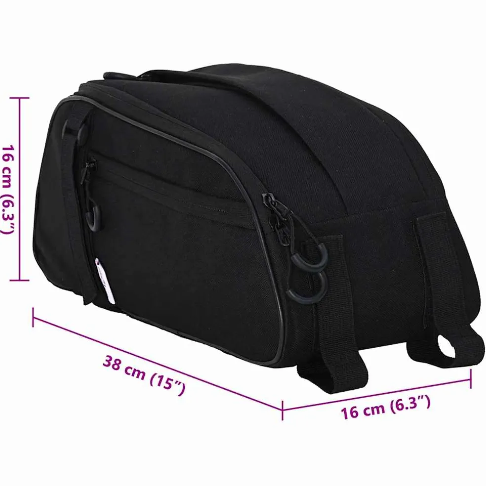 vidaXL Fietstas Zwart 38 x 16 x 16 cm Polyester