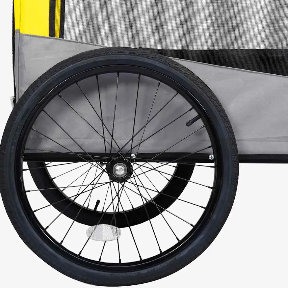 vidaXL Fietstrailer en hondenwagen 2-in-1 geel en grijs