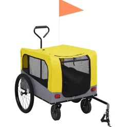 vidaXL Fietstrailer en hondenwagen 2-in-1 geel en grijs