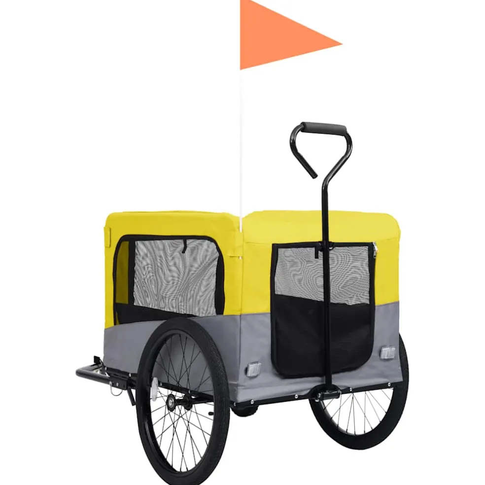 vidaXL Fietstrailer en hondenwagen 2-in-1 geel en grijs