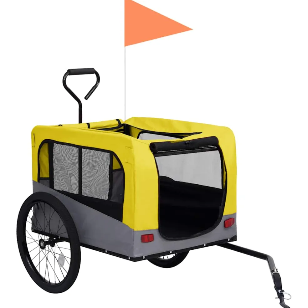 vidaXL Fietstrailer en hondenwagen 2-in-1 geel en grijs