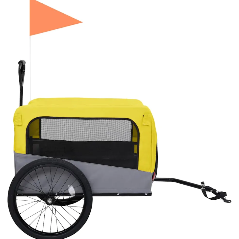 vidaXL Fietstrailer en hondenwagen 2-in-1 geel en grijs