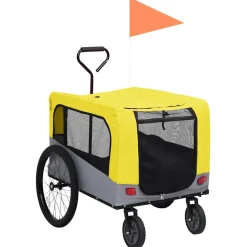 vidaXL Fietstrailer en hondenwagen 2-in-1 geel en grijs