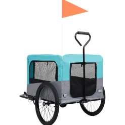 vidaXL Fietstrailer en hondenwagen 2-in-1 blauw en grijs