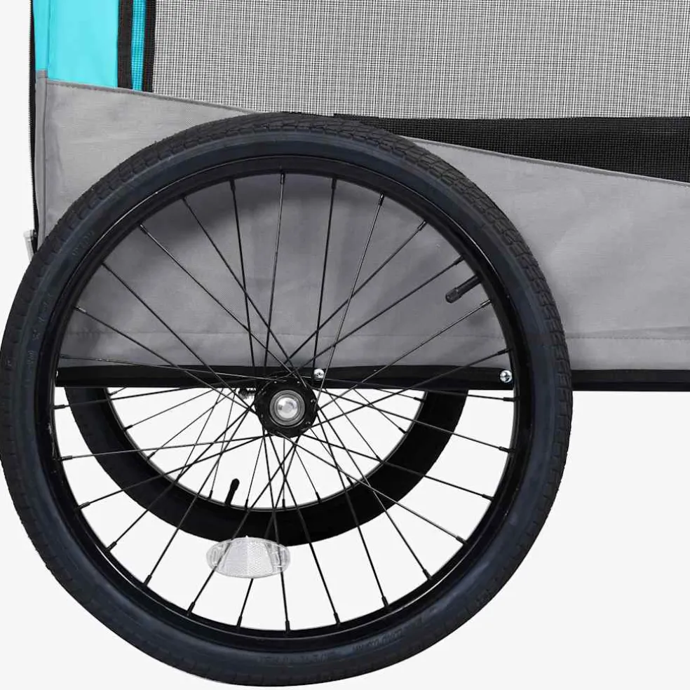 vidaXL Fietstrailer en hondenwagen 2-in-1 blauw en grijs