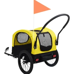 vidaXL Fietstrailer en hondenwagen 2-in-1 geel en zwart