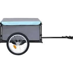 vidaXL Fietstrailer 65 kg grijs en blauw