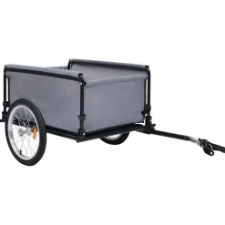 vidaXL Fietstrailer 65 kg grijs en blauw